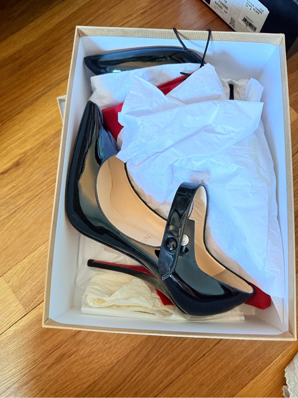 Christian Louboutin Black Patent Mary Jane Pointed Pumps size 39 - Picture 6 of 7